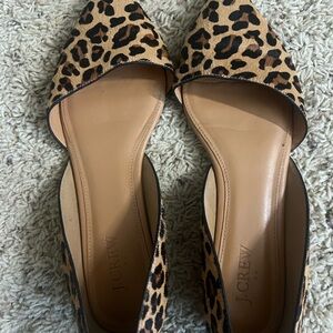 J. Crew Tan and Black Leopard Flats